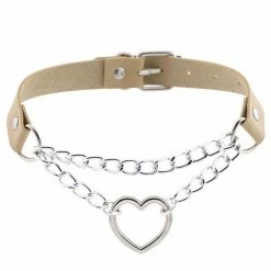 Kinky Cloth Goth Heart Chain Choker