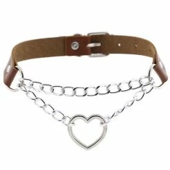 Kinky Cloth Goth Heart Chain Choker