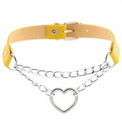 Kinky Cloth Goth Heart Chain Choker
