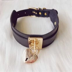 Kinky Cloth BDSM Heart Lock Large Choker