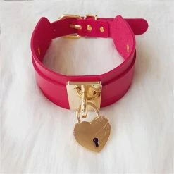 Kinky Cloth BDSM Heart Lock Large Choker