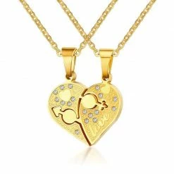 Kinky Cloth Jewelry Heart Pendant Couple Necklace