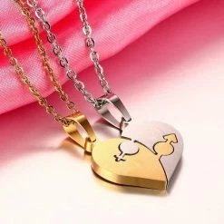 Kinky Cloth Jewelry Heart Pendant Couple Necklace