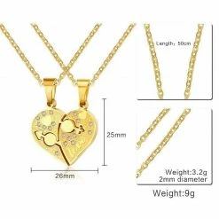 Kinky Cloth Jewelry Heart Pendant Couple Necklace