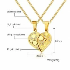 Kinky Cloth Jewelry Heart Pendant Couple Necklace