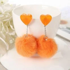 Kinky Cloth Heart Puffer Ball Earrings Jewelry