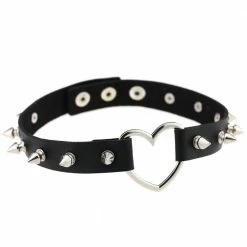 Kinky Cloth Heart Ring Rivet Choker Goth