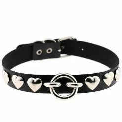 Kinky Cloth Goth Heart Stud Collar