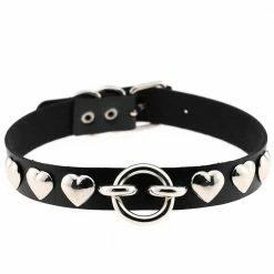 Kinky Cloth Goth Heart Stud Collar