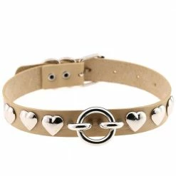 Kinky Cloth Goth Heart Stud Collar