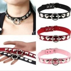 Kinky Cloth Goth Heart Stud Collar