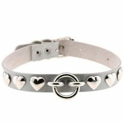 Kinky Cloth Goth Heart Stud Collar