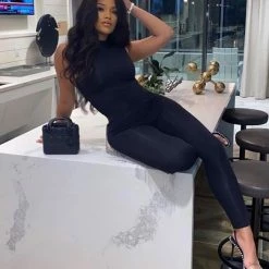 Kinky Cloth High Neck Sleeveless Full Body Jumpsuit