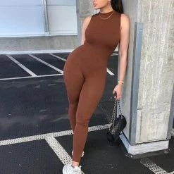 Kinky Cloth High Neck Sleeveless Full Body Jumpsuit