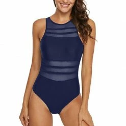 Kinky Cloth High Neck Mesh Swimsuit Plus Size