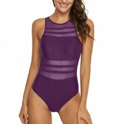 Kinky Cloth High Neck Mesh Swimsuit Plus Size
