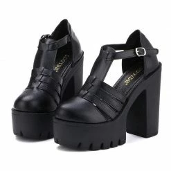 Kinky Cloth High Platform Heel Open Doll Shoe Footwear
