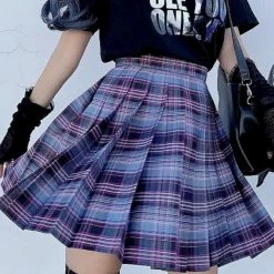 Kinky Cloth High Waist Plaid Pleated Skirts Goth