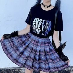 Kinky Cloth High Waist Plaid Pleated Skirts Goth