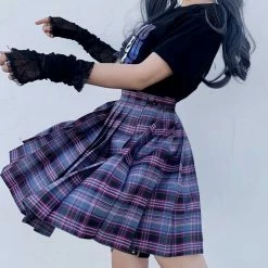Kinky Cloth High Waist Plaid Pleated Skirts Goth