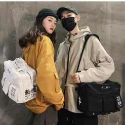 Kinky Cloth Hip Hop Multi Pocket Canvas Messenger Bag