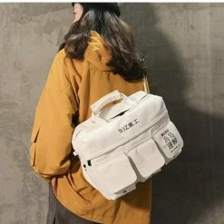 Kinky Cloth Hip Hop Multi Pocket Canvas Messenger Bag