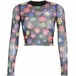 Kinky Cloth Hippy Flower Sheer Top Raves & Festivals