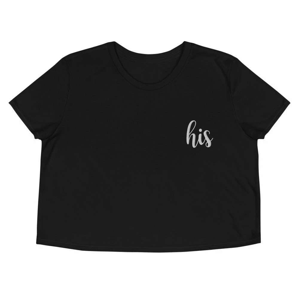 Kinky Cloth Top & Tees His Embroidered Crop Top 1 Kinky Cloth Top & Tees His Embroidered Crop Top