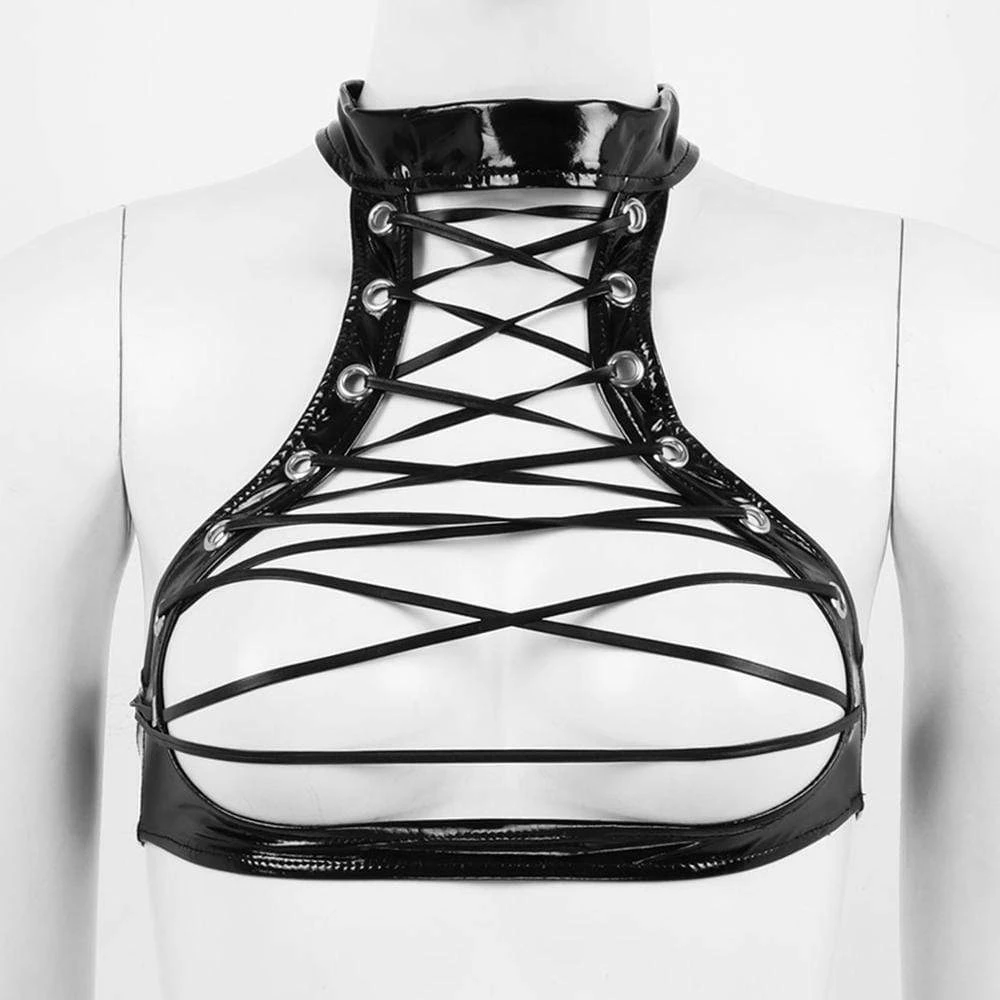 Kinky Cloth Top & Tees Hollow Crisscross Lace Up Crop Top 3 Kinky Cloth Top & Tees Hollow Crisscross Lace Up Crop Top