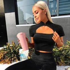 Kinky Cloth Hollow Cut Crop Top Top & Tees