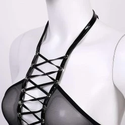 Kinky Cloth Hollow Out Mesh Lace Up Bodycon