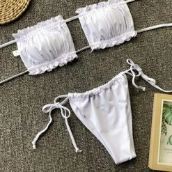 Kinky Cloth Hollow Out Bandeau Micro Bikini Set