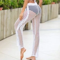 Kinky Cloth Swimwear Hollow Out Beach Cover Up Trousers