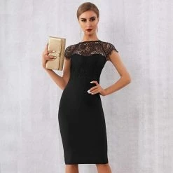 Kinky Cloth Hollow Out Lace Bandage Dress