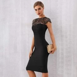 Kinky Cloth Hollow Out Lace Bandage Dress