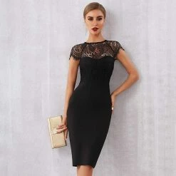 Kinky Cloth Hollow Out Lace Bandage Dress