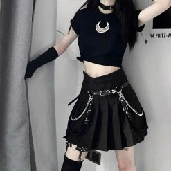 Kinky Cloth Hollow Out Moon Gothic T-Shirt
