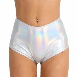 Kinky Cloth Holographic High Waist Shorts Raves & Festivals