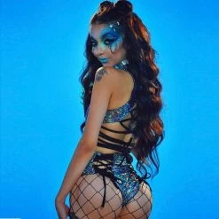 Kinky Cloth Holographic Sequin 2 Piece Set Raves & Festivals