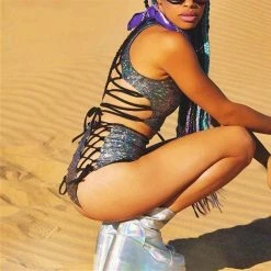 Kinky Cloth Holographic Sequin 2 Piece Set Raves & Festivals