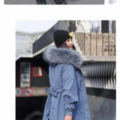 Kinky Cloth Hooded Fur Long Jacket