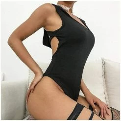 Kinky Cloth BDSM Hooded Pentagram Backless Bodysuit