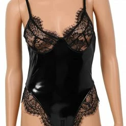Kinky Cloth Lace Lingerie Latex One-Piece
