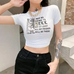 Kinky Cloth Top & Tees I Maybe Going To Hell Cropped T-Shirt