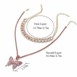 Kinky Cloth Iced Out Butterfly On Chain Necklace