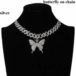 Kinky Cloth Iced Out Butterfly On Chain Necklace