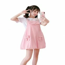 Kinky Cloth Kawaii Heart Bow Pocket Overalls