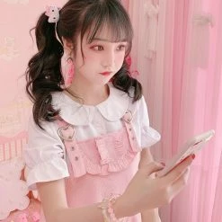Kinky Cloth Kawaii Heart Bow Pocket Overalls
