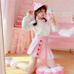 Kinky Cloth Kawaii Plaid Heart Mini Skirt Cosplay