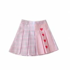 Kinky Cloth Kawaii Plaid Heart Mini Skirt Cosplay